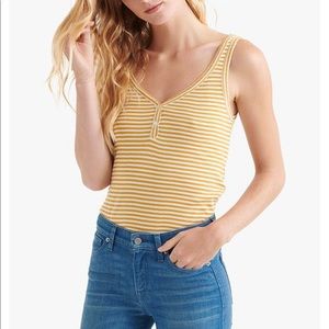 Lucky Brand Yellow Striped Button Detail Tank